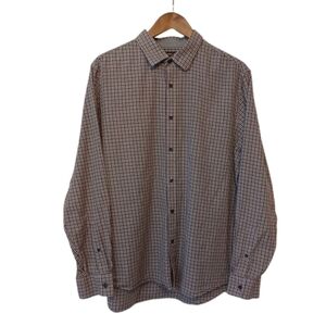 Michael Kors Mens Classic Fit XL Gingham Button Front Shirt Long Sleeve Top